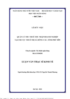 Quản Lý Thuế Thu Nhập Doanh Nghiệp Tại Chi Cục Thuế Thị