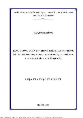 Quản Lý Chi Phí Dự Phòng Rủi Ro Tín Dụng Tại Agribank