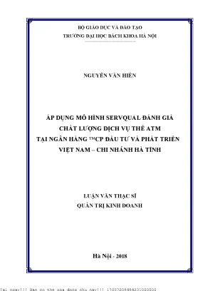 Đánh Giá Chất Lượng Dịch Vụ Thẻ ATM Tại BIDV Hà Tĩnh