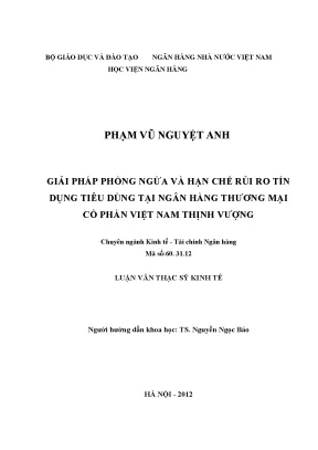 Giải Pháp Phòng Ngừa Rủi Ro Tín Dụng Tiêu Dùng Tại Ngân