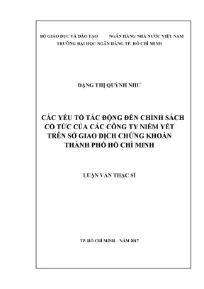 Các Yếu Tố Tác Động Đến Chính Sách Cổ Tức Của Các Công