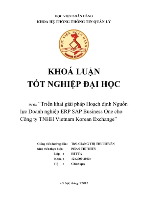 Triển Khai ERP SAP Business One Tại Công Ty TNHH Vietnam
