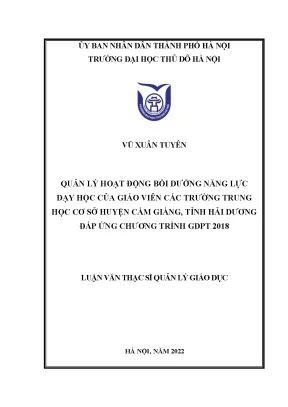 Quản Lý Hoạt Động Bồi Dưỡng Năng Lực Dạy Học Của Giáo 
