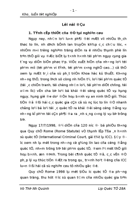Tội phạm quốc tế và vai trò của Tòa án hình sự quốc tế