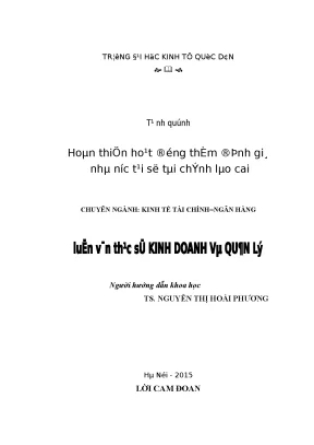 Hoàn Thiện Hoạt Động Thẩm Định Giá Tài Sản Nhà Nước Tại