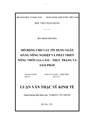 Giải Pháp Mở Rộng Cho Vay Tín Dụng Tại Ngân Hàng Nông