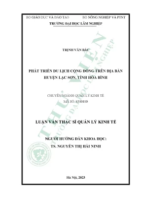 Phát Triển Du Lịch Cộng Đồng Tại Huyện Lạc Sơn, Tỉnh Hòa