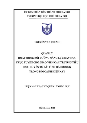Quản Lý Hoạt Động Bồi Dưỡng Năng Lực Dạy Học Trực Tuyến