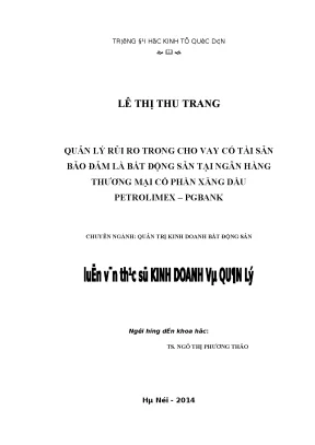 Quản Lý Rủi Ro Trong Cho Vay Bất Động Sản Tại PGBank