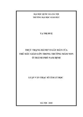 Thực Trạng Hành Vi Gây Hấn Của Trẻ Mẫu Giáo Lớn Tại