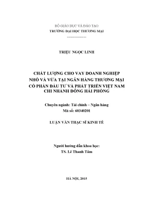 Chất lượng cho vay doanh nghiệp nhỏ và vừa tại Ngân hàng