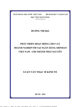 Phát Triển Hoạt Động Cho Vay Doanh Nghiệp FDI Tại Ngân