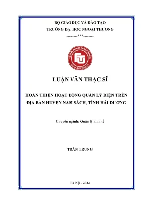 Hoàn thiện quản lý điện tại huyện Nam Sách, Hải Dương