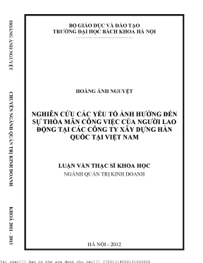 Nghiên Cứu Sự Thỏa Mãn Công Việc Của Người Lao Động Tại