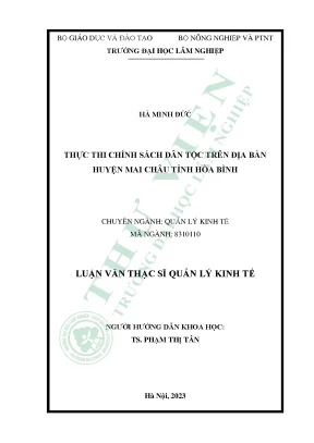 Thực Thi Chính Sách Dân Tộc Tại Huyện Mai Châu, Tỉnh Hòa