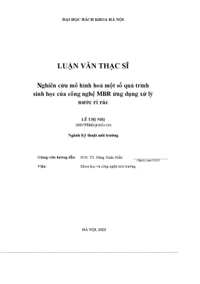 Mô Hình Hóa Quá Trình Sinh Học Công Nghệ MBR Trong Xử Lý