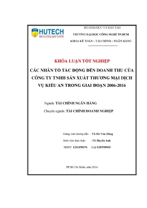 Các Nhân Tố Tác Động Đến Doanh Thu Của Công Ty TNHH Sản