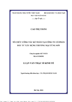 Tổ Chức Công Tác Kế Toán Tại Công Ty Cổ Phần Đầu Tư Xây