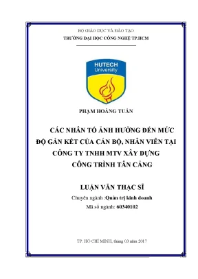 Các Nhân Tố Ảnh Hưởng Đến Mức Độ Gắn Kết Cán Bộ Nhân