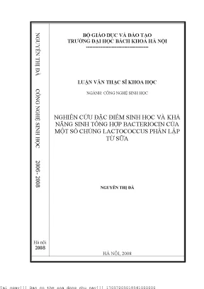 Nghiên Cứu Khả Năng Sinh Tổng Hợp Bacteriocin Của Chủng
