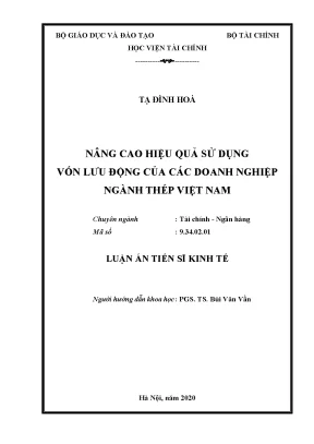 Nâng Cao Hiệu Quả Sử Dụng Vốn Lưu Động Trong Ngành Thép