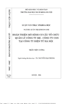 Nghiên cứu hoàn thiện mô hình tổ chức quản lý công ty