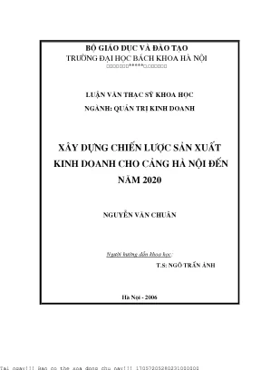 Chiến Lược Sản Xuất Kinh Doanh Cho Cảng Hà Nội Đến Năm 2020
