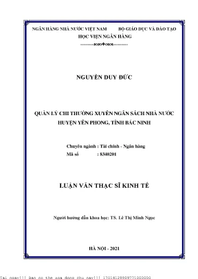 Quản Lý Chi Thường Xuyên Ngân Sách Nhà Nước Tại Huyện