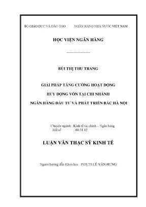 Giải Pháp Tăng Cường Huy Động Vốn Tại Ngân Hàng Đầu Tư