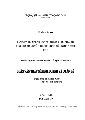 Quản Lý Chi Thường Xuyên Ngân Sách Nhà Nước Của Chính 
