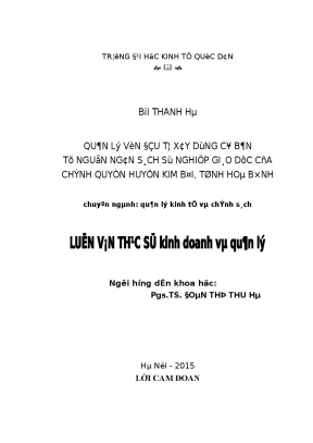 Quản Lý Vốn Đầu Tư Xây Dựng Cơ Bản Từ Ngân Sách Giáo Dục