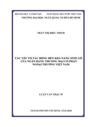 Các Yếu Tố Tác Động Đến Khả Năng Sinh Lời Của Ngân Hàng