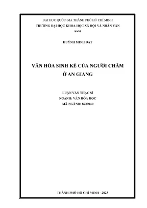 Văn Hóa Sinh Kế Của Người Chăm Tại An Giang: Nghiên Cứu