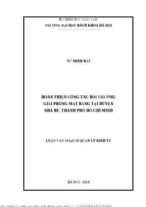 Hoàn thiện công tác bồi thường giải phóng mặt bằng tại