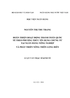 Hoàn thiện hoạt động thanh toán quốc tế tại Ngân hàng