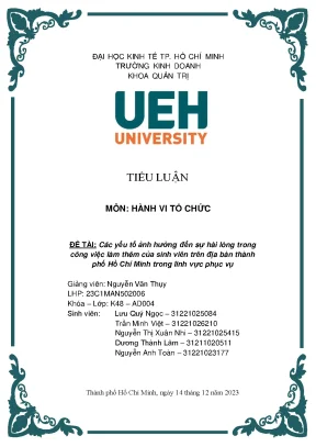 Các Yếu Tố Ảnh Hưởng Đến Sự Hài Lòng Trong Công Việc Làm 