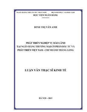 Phát Triển Nghiệp Vụ Bảo Lãnh Tại Ngân Hàng Thương Mại