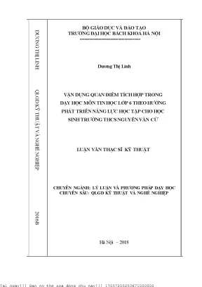 Vận Dụng Quan Điểm Tích Hợp Trong Dạy Học Tin Học Lớp 6