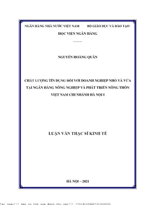 Chất lượng tín dụng đối với doanh nghiệp nhỏ và vừa tại