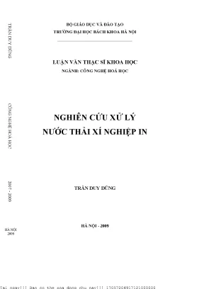 Nghiên Cứu Công Nghệ Xử Lý Nước Thải Công Nghiệp In Tại