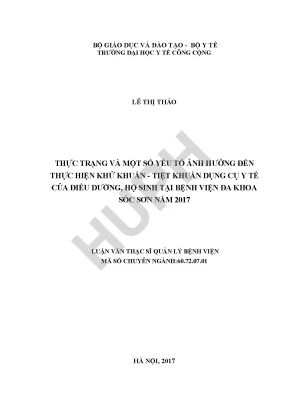 Thực Trạng Khử Khuẩn - Tiệt Khuẩn Dụng Cụ Y Tế Tại Bệnh