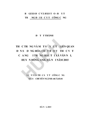 Thực Trạng Sử Dụng Hóa Chất Bảo Vệ Thực Vật Tại Xã Vân