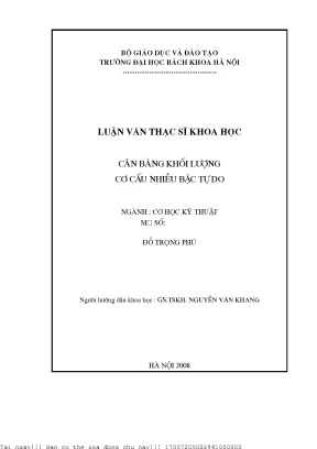 Cân Bằng Khối Lượng Trong Cơ Cấu Máy: Giải Pháp và 