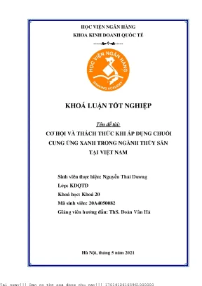 Cơ Hội và Thách Thức Áp Dụng Chuỗi Cung Ứng Xanh Trong