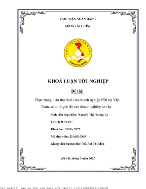 Thực trạng tuân thủ thuế của doanh nghiệp FDI tại Việt Nam
