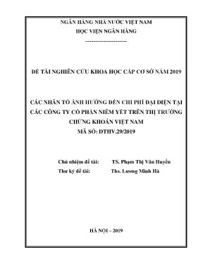 Các Nhân Tố Ảnh Hưởng Đến Chi Phí Đại Diện Tại Công Ty