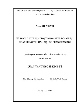 Nâng Cao Hiệu Quả Hoạt Động Kinh Doanh Tại Ngân Hàng