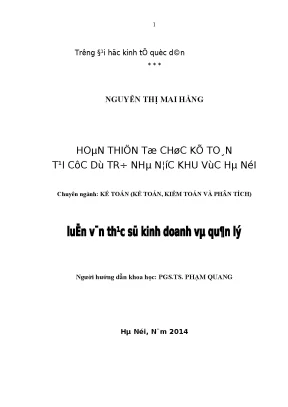 Nghiên Cứu Tổ Chức Kế Toán Tại Cục Dự Trữ Nhà Nước Khu 