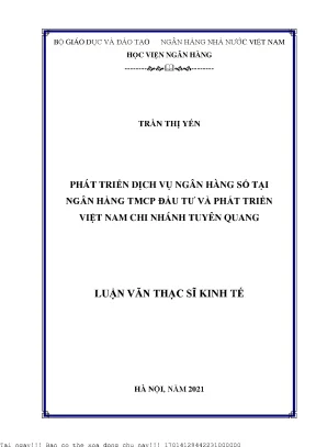 Phát Triển Dịch Vụ Ngân Hàng Số Tại BIDV Chi Nhánh Tuyên