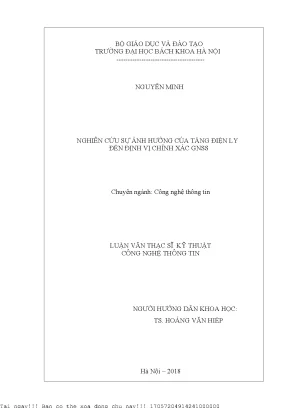 Nghiên Cứu Ảnh Hưởng Của Tầng Điện Ly Đến Định Vị Chính